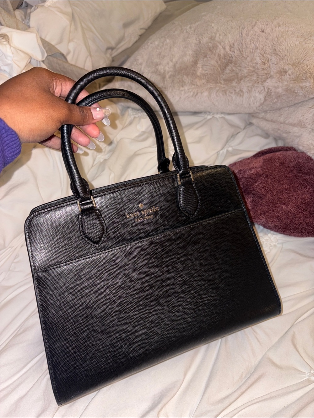 kate spade Black Structured Saffiano Top-Handle Satchel